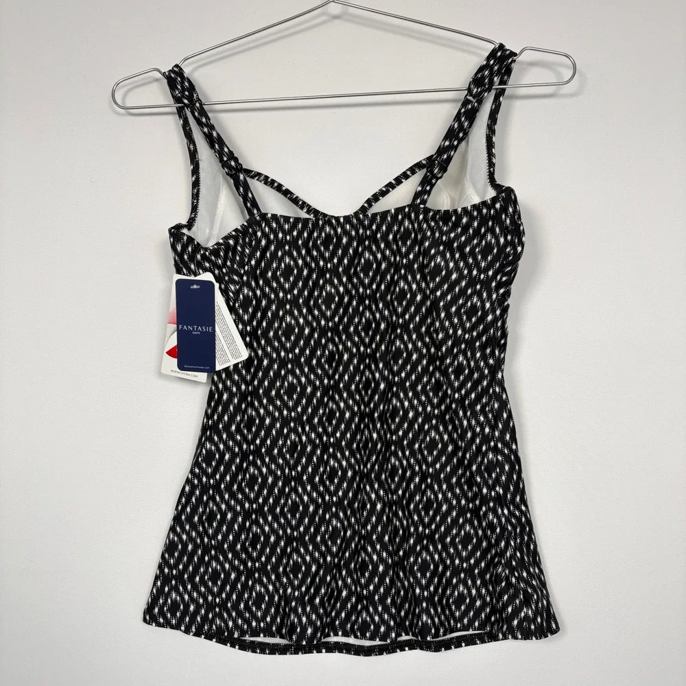 NWT Fantasie Women Tankini 32DDD Black White Byron Bay Underwire FS6439LAC Swim